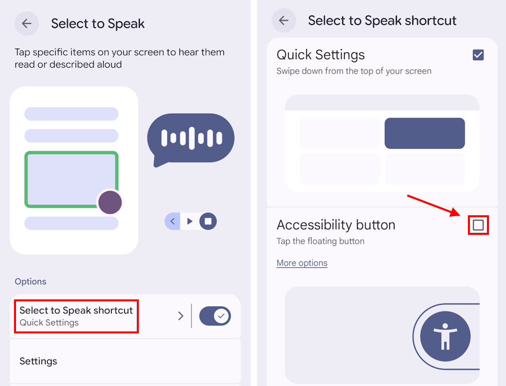 Tap Select to Speak shortcut then select Accessibility button